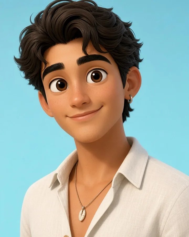 Same person restyled as a 3D cartoon